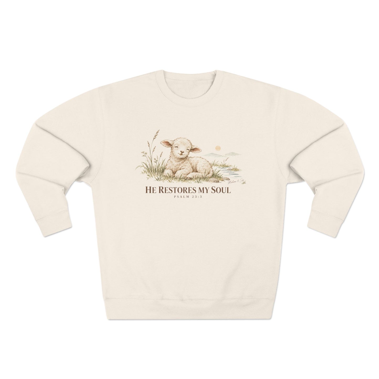 He Restores My Soul Unisex Christian Hoodie | Psalm 23:3 Lamb Bible Verse Pullover
