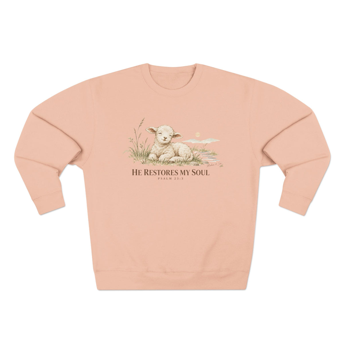 He Restores My Soul Unisex Christian Hoodie | Psalm 23:3 Lamb Bible Verse Pullover