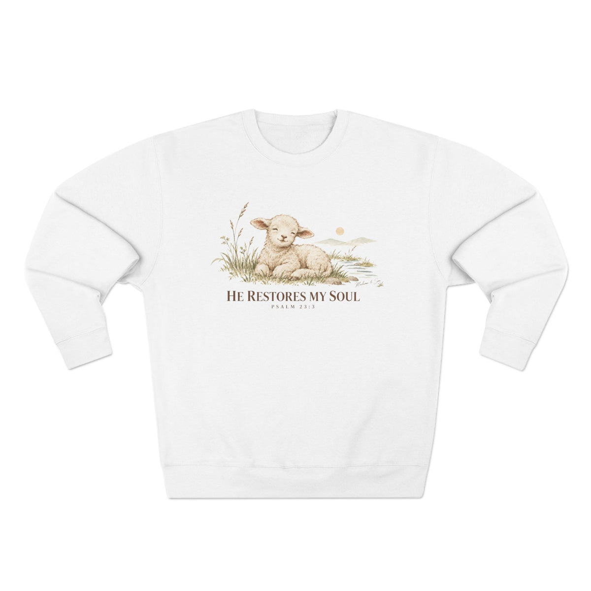 He Restores My Soul Unisex Christian Hoodie | Psalm 23:3 Lamb Bible Verse Pullover