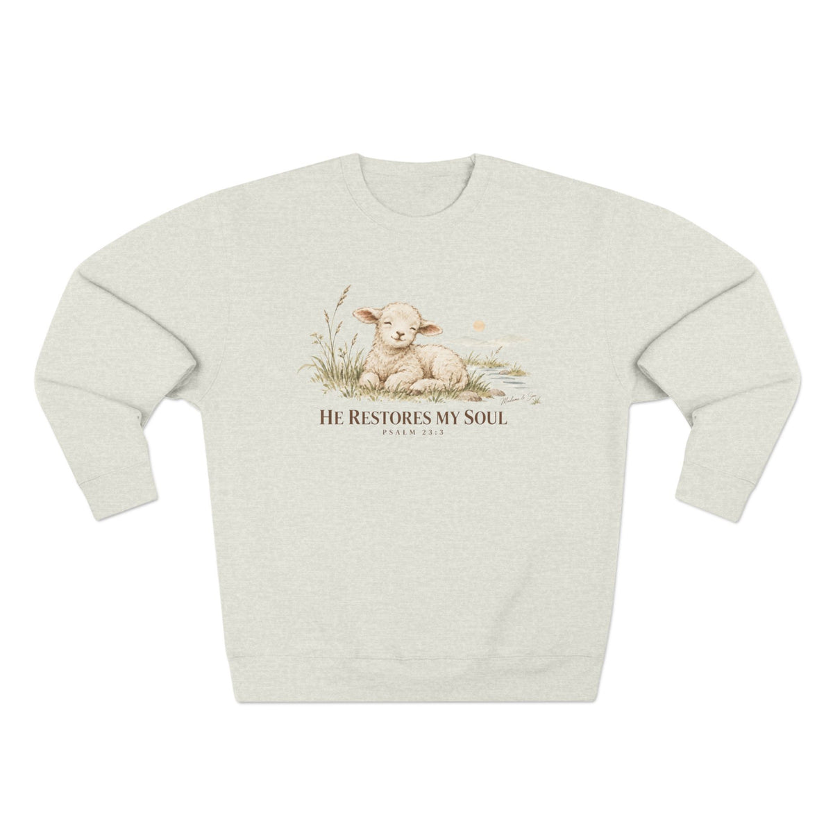 He Restores My Soul Unisex Christian Hoodie | Psalm 23:3 Lamb Bible Verse Pullover