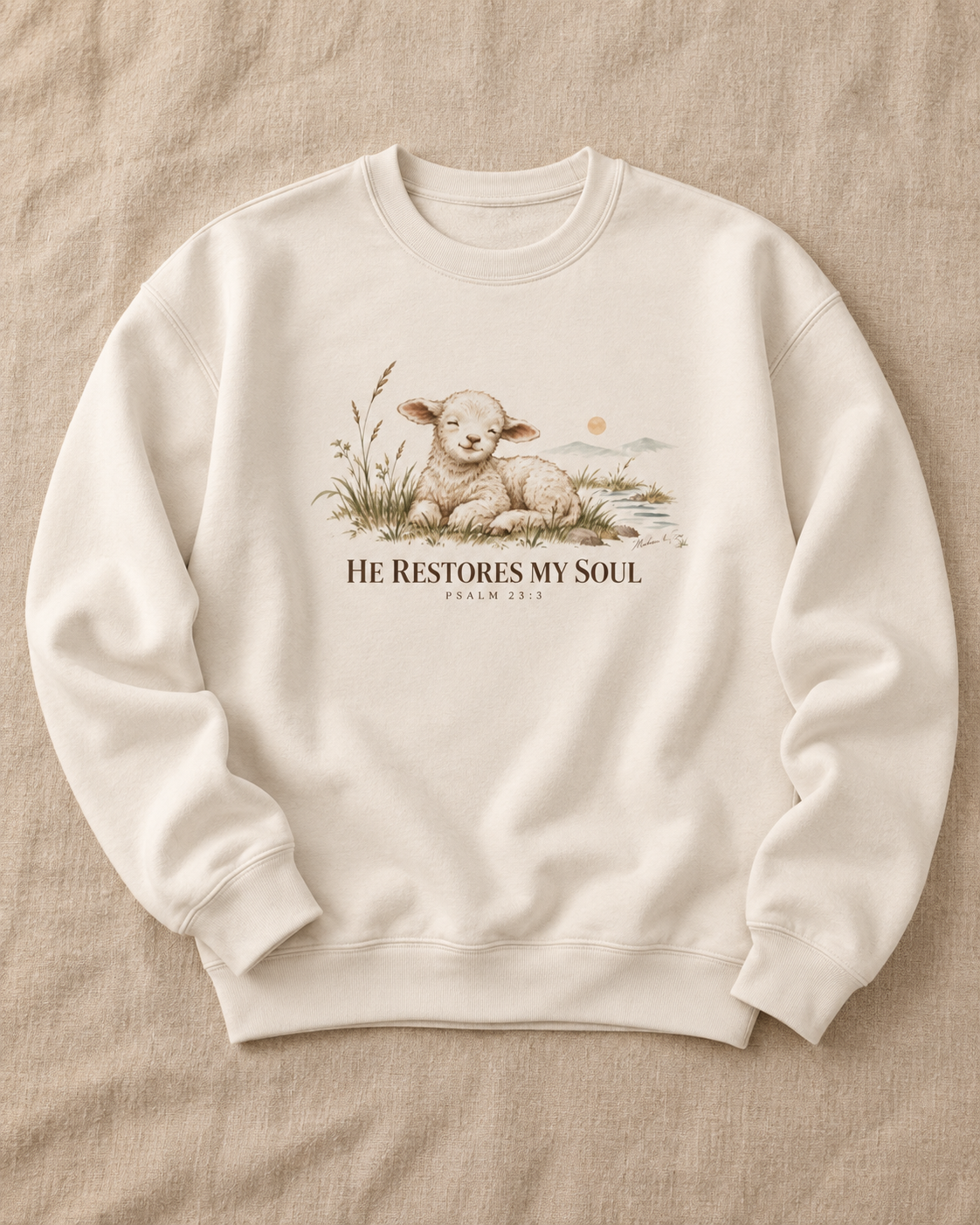 He Restores My Soul Unisex Christian Hoodie | Psalm 23:3 Lamb Bible Verse Pullover