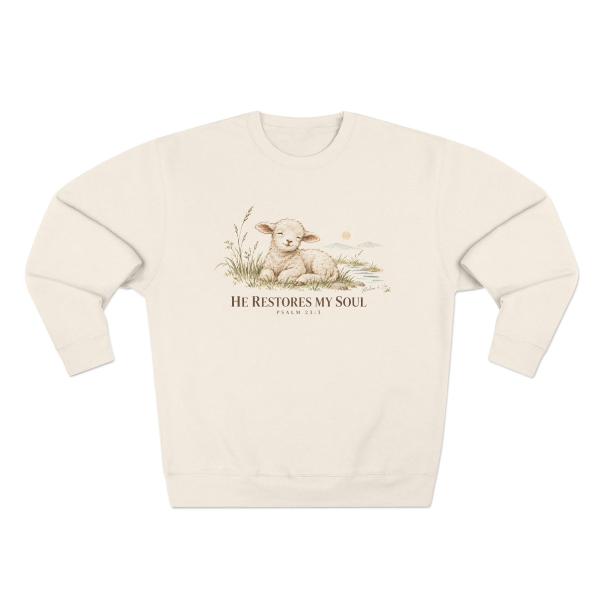 He Restores My Soul Unisex Christian Hoodie | Psalm 23:3 Lamb Bible Verse Pullover