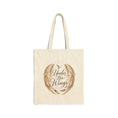 Under His Wings Psalm 91:4 Christian Tote Bag | Faith Inspired Canvas Bag
