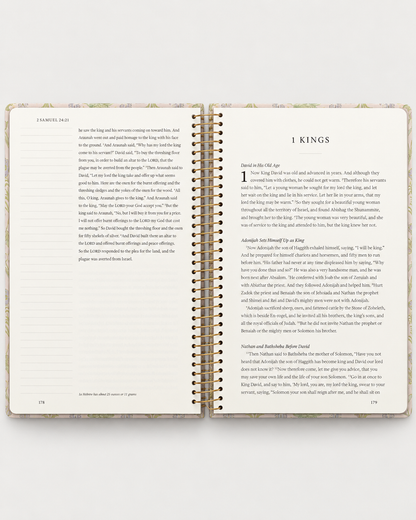 ESV Spiralgebundene Journaling-Bibel: Geschichte – Floral Hardcover-Bibel zum Studieren und Notieren