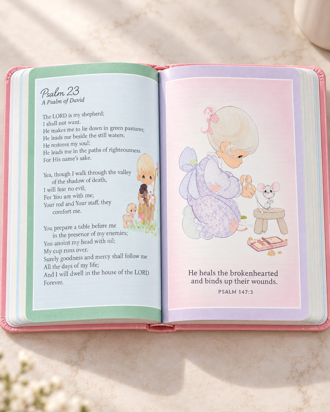 NKJV Precious Moments Small Hands Bible Pink | Kids Hardcover Bible