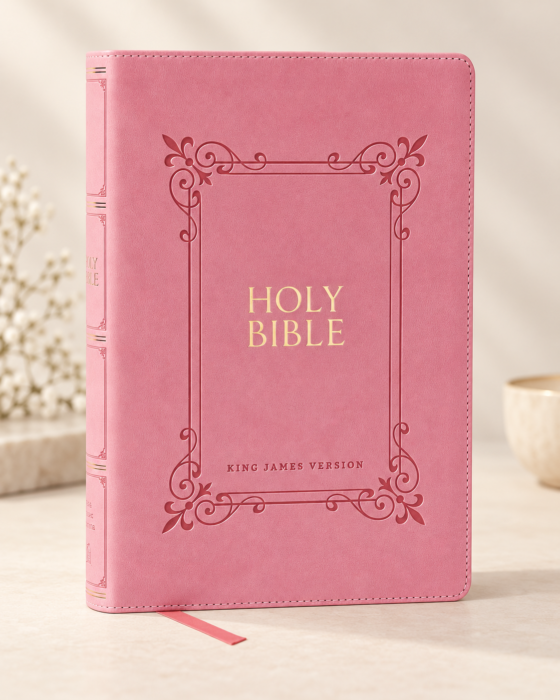 KJV Large Print Bible Pink Leathersoft Red Letter Comfort Print