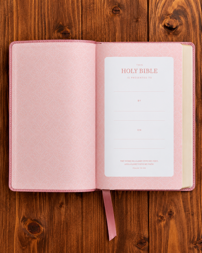 KJV Large Print Bible Pink Leathersoft Red Letter Comfort Print
