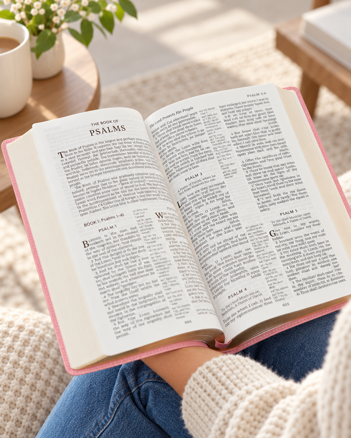 KJV Large Print Bible Pink Leathersoft Red Letter Comfort Print