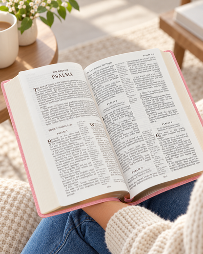 KJV Large Print Bible Pink Leathersoft Red Letter Comfort Print